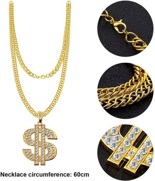 KOSTIUM PRZEBRANIE BIZNESMENA W STYLU LAT 70 80 DOLAR BIŻUTERIA HIP HOP