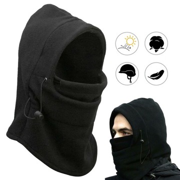 ШАПКА-БАЛАКЛАВА, ТЕПЛАЯ, ПЛОТНАЯ, КАПЮШОН, ЗИМНЯЯ ДЫМОХОД, ЧЕРНАЯ
