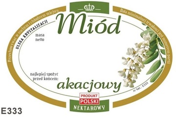 Etykieta naklejka na miód AKACJOWY 92x60 100szt