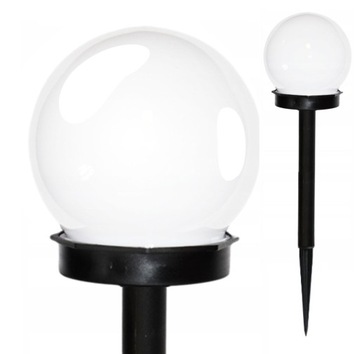 Lampka solarna LED HIT SEZONU wbijana KULA 10cm biała wys.34,5cm b.zimna