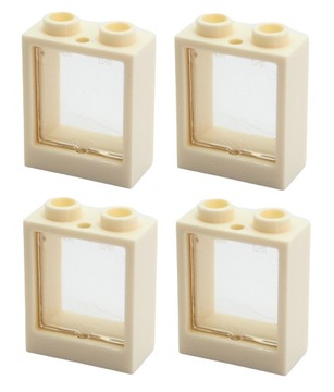 LEGO okno białe 2x2 rama + szyba 60592 60601 4 szt