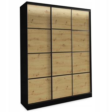 Szafa przesuwna 150 cm LOFT artisan czarny półki