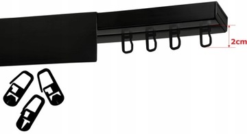 ЧЕРНЫЙ ОДИНОЧНЫЙ потолочный карниз с чехлом Потолочный карниз с чехлом 200
