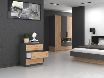 КНИЖНЫЙ ШКАФ С 3 ЯЩИКАМИ M3 АНТРАЦИТ-ДУБ ARTISAN