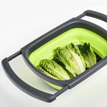 Дуршлаг Zeller с выдвижными ручками, силикон, 13х44х30 см, зеленый