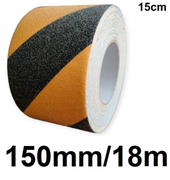 Taśma antypoślizgowa ŻÓŁTO CZARNA 150mm 18m 15CM ostrzegawcza zew oznacz