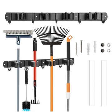 NA NARZĘDZIA MIOTŁY MOP GRABIE 4 WSPORNIKI I 5 HACZYKÓW 2PCS
