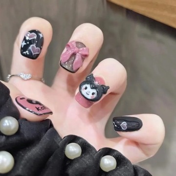 Sanrioed Kuromi Маникюрный патч Поддельные патчи для ногтей Съемный кусок ногтя