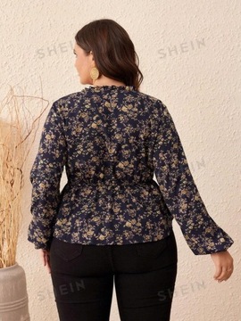 SHEIN BLUZKA PLUS SIZE CZARNA W KWIATKI 46 ŁŁB