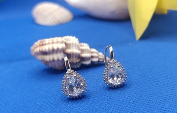 ŚLICZNE SREBRNE KOLCZYKI SWAROVSKI CYRKONIE PRÓBA 925