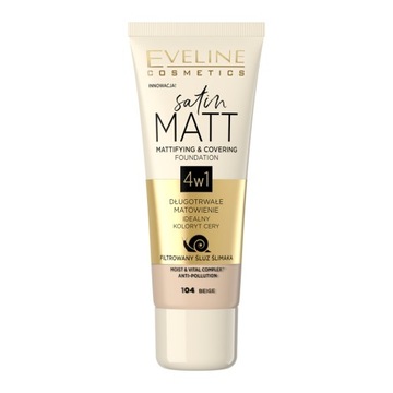 Eveline Satin Matt Podkład 4 w 1 - BEIGE 104