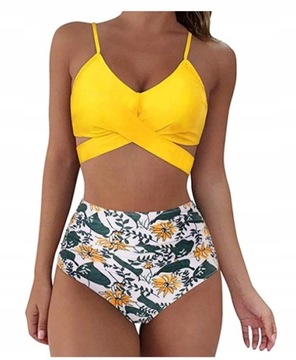 wysoki Stan STRÓJ KĄPIELOWY KOSTIUM BIKINI S-2XL