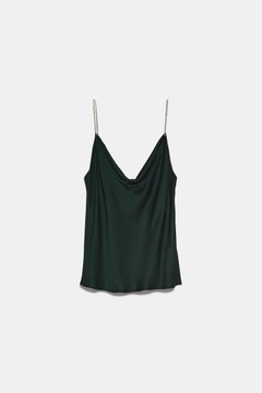 ZARA TOP Z OZDOBNYMI RAMIĄCZKAMI __XS