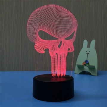 LAMPKA NOCNA 3D CZASZKA CZACHA PUNISHER 7KO