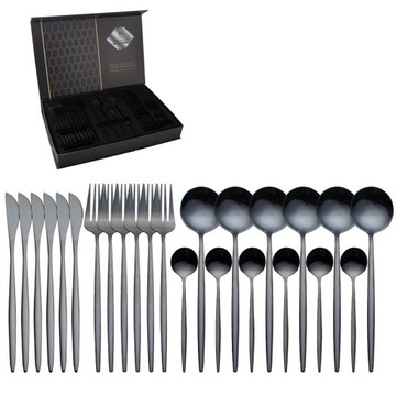 24PCS zestaw obiadowy ze stali nierdzewnej złoty