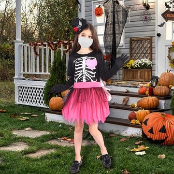 Dziecięce sukienki na Halloween Dziewczyny przebranie na karnawał Dziewczyna Halloween S Różowy szkielet