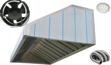 Nowy Okap Gastronomiczny 200x70x40 Filtry Wentylator RURA Oświetlenie led