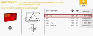 Фонарь задний левый для прицепов Multipoint I Aspock