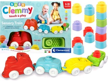 CLEMMY Soft SENSORYCZNY POCIĄG Z KLOCKAMI Klocki MIĘKKIE CLEMENTONI