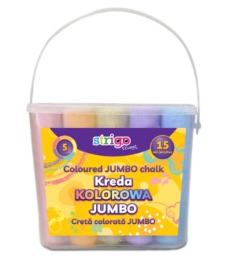 Крейда для асфальту Jumbo Strigo кольорова у відерці 5 кол. 15 шт.