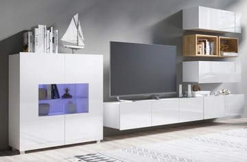 СЕКЦИЯ С КОМОДОМ, БЕЛЫЙ ГЛЯНЦЕВЫЙ МОДЕРН 28