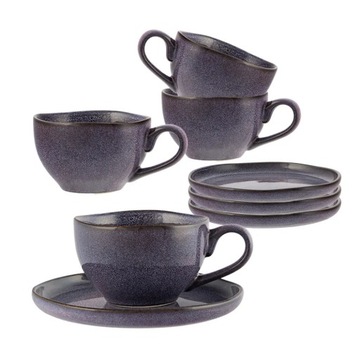 Filiżanki do kawy ze spodkiem Altom Design Reactive Fiolet 220 ml 4 sztuki