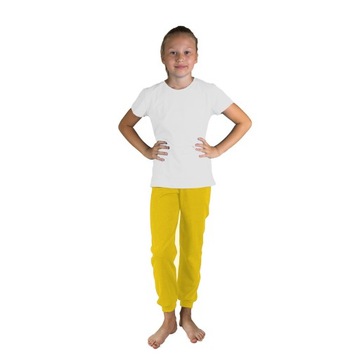 SPODNIE DRESOWE DZIECIĘCE 128 BAWEŁNIANE GŁADKIE ŻÓŁTE CHŁOPIĘCE DZIEWCZĘCE