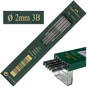 FABER-CASTELL Rysiki grafity wkłady grafitowe 9071 do ołówków TK 2 mm 3B