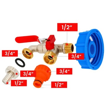 СЛИВНАЯ КРЫШКА МАУЗЕРНОГО КЛАПАНА БАКА IBC 1000л 3/4x1/2 БЫСТРОСОЕДИНИТЕЛЬНЫЙ ШЛАНГ