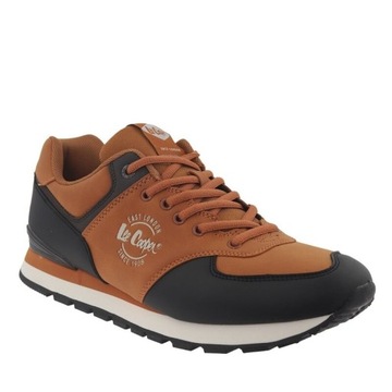 Buty sportowe męskie brązowe sznurowane z logo r.42