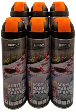SPRAY Farba Geodezyjna /LEŚNA 6 sztuk POMARAŃCZOWY
