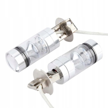 2x H3 6000K Niebieski 100W Zestaw żarówek LED do