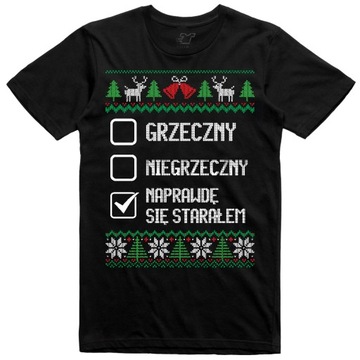 Koszulka Świąteczna Grzeczny Humor Śmieszna S