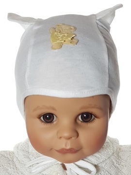 BAWEŁNIANA NIEMOWLĘCA CZAPKA MIŚ CZAPECZKA WIĄZANA USZKA 0-12 M-C 12KOLORÓW