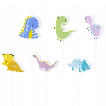 Świeczki na tort urodzinowy DINOZAURY DINO PARTY 6SZT