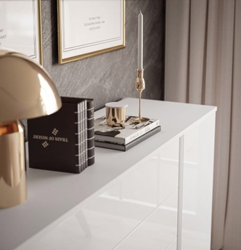 AURA II комод, PUSH OPEN LED хромированные ящики