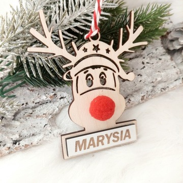 Деревянная безделушка с гравировкой TW0JE NAME 10х11,5 см РУДОЛЬФ