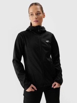 KURTKA 4F DAMSKA SOFTSHELL WIATROODPORNA Z KAPTUREM - CZARNA r. XXL