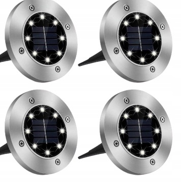 LAMPKI SOLARNE GRUNTOWE DISK 4 SZT. W ZESTAWIE