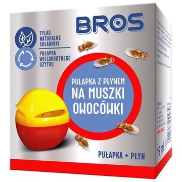 BROS PUŁAPKA Z PŁYNEM NA MUSZKI OWOCÓWKI WABIK WIELOKROTNEGO UŻYTKU 15ML