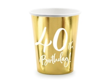 Стаканчики На день народження 40th Birthday Золоті 6 шт.