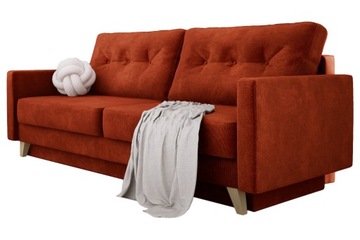 Ruda sofa z funkcją spania na sprężynach kanapa do pokoju z pojemnikiem