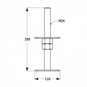 PSR 100 РЕГУЛИРУЕМОЕ ОСНОВАНИЕ СТОЙКИ 100x250x4,0 M24