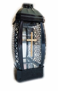 czany lampion znicz kapliczka złoty krzyż 30cm
