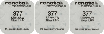 3x BATERIA SREBROWA RENATA SR 626 SW 377 G4 SR66