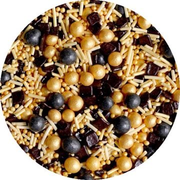 POSYPKA CUKROWA CZARNO ZŁOTA gold tort MIX 20g 532