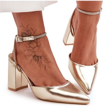 Złoty Skóra ekologiczna Buty Sandały r.37