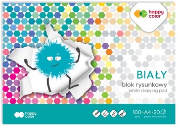 Blok rysunkowy biały A4, 100g, 20 ark, Happy Color