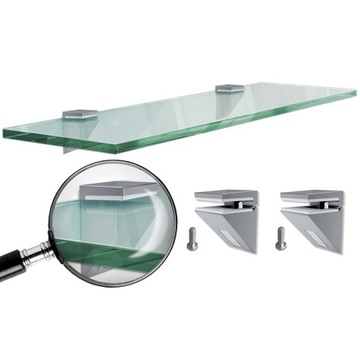 Szklana półka pod lustro 40cm- Przeźroczysta
