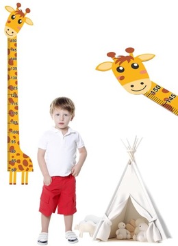 Naklejana Duża DREWNIANA MIARA WZROSTU na ścianę MIARKA Żyrafa 150CM